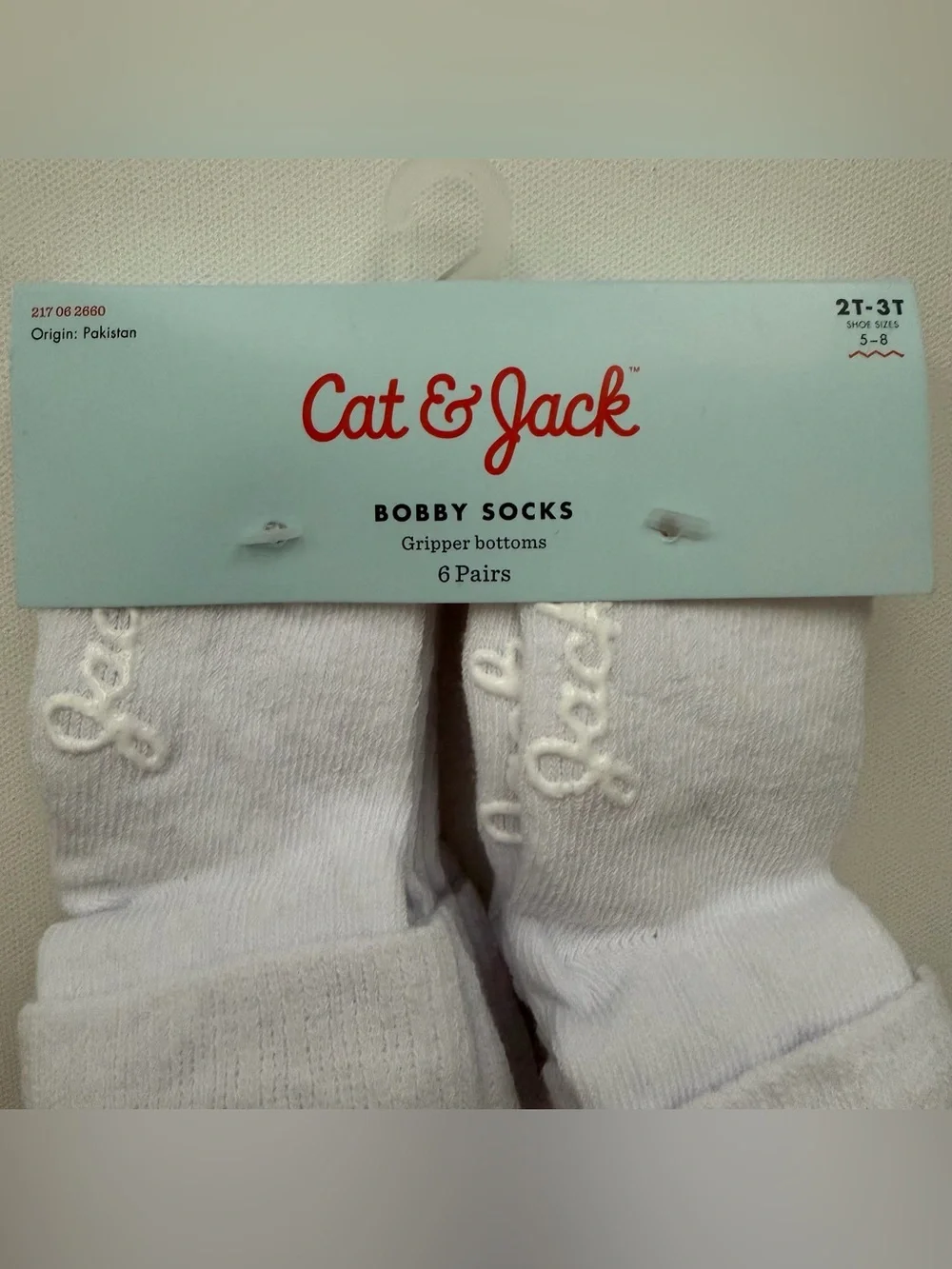 Cat & Jack Toddler 6pk Low Cut Bobby Socks  White 2T-3T: Knit, Turnback Cuf